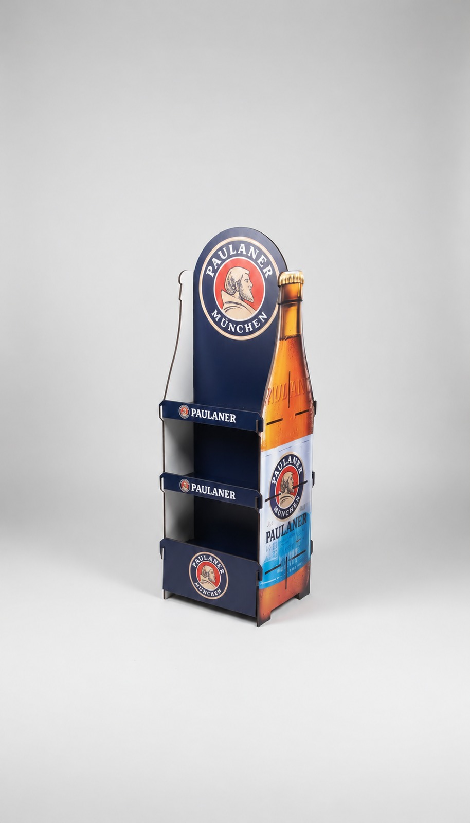 Paulaner — Bottle-shaped floor display