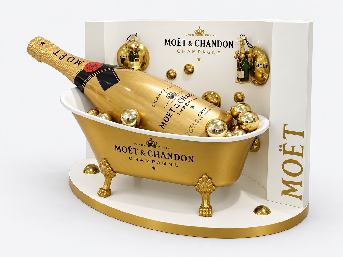 Moët Chandon gold bathtub display — Bottle Displays & Presenters
